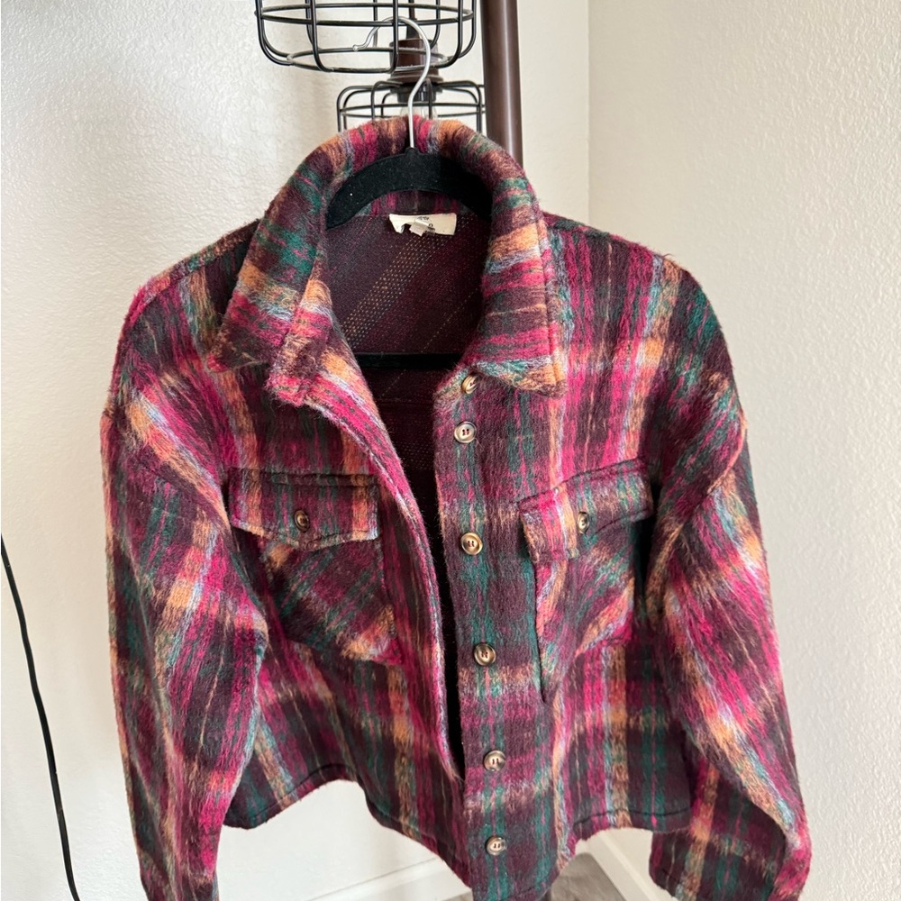 Entro Multicolor Plaid Teddy Jacket